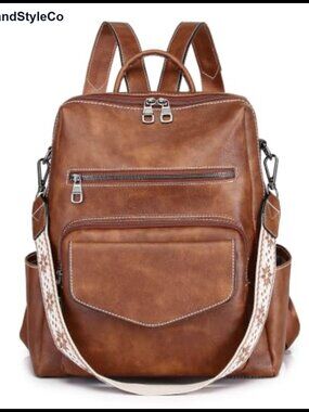 PU Leather Medium Backpack Purse Convertible Shoulder Bag Handbag